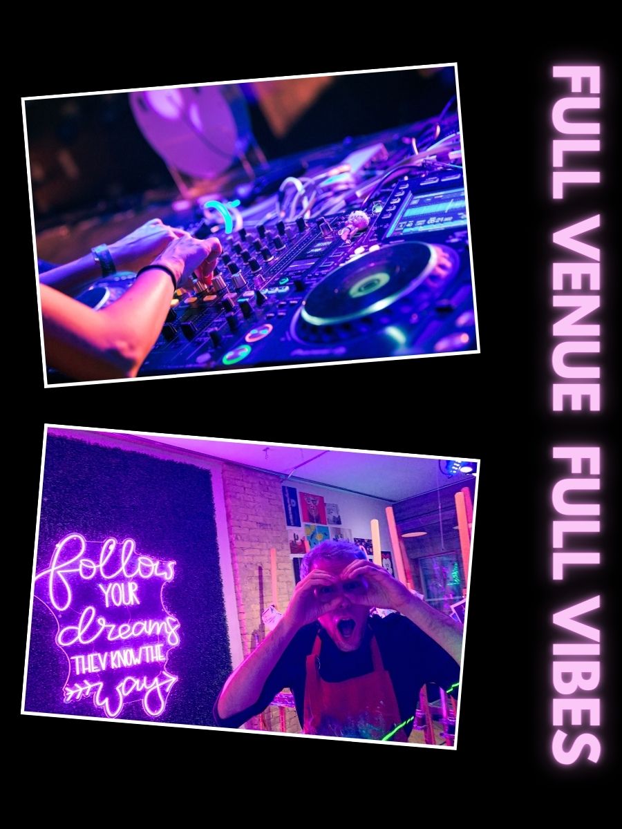 Full Venue Glow in the Dark DJ Parties at Paint Cabin