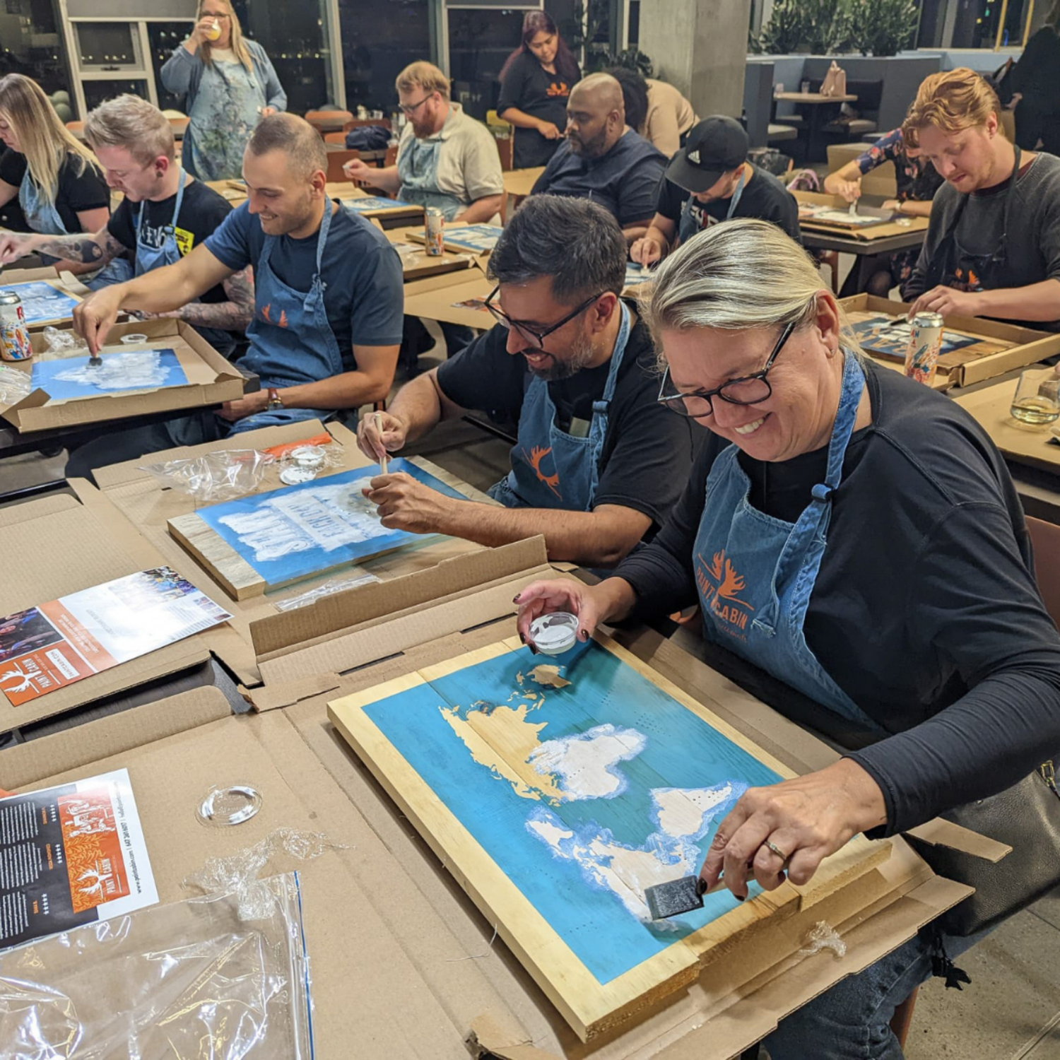 Paint Cabin hosting DIY Vintage Wood Sign making team activity