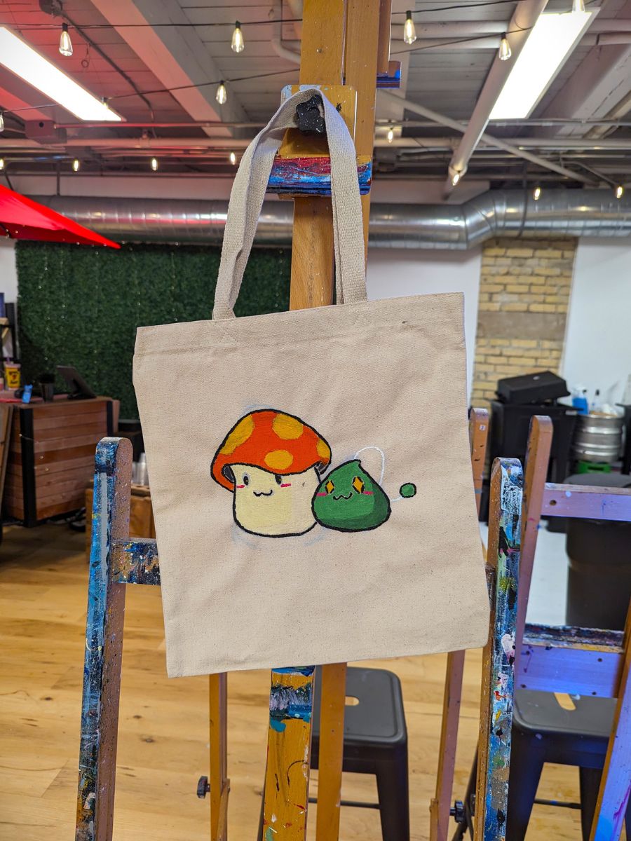Unique birthday celebration: Tote bag painting activity at Paint cabin