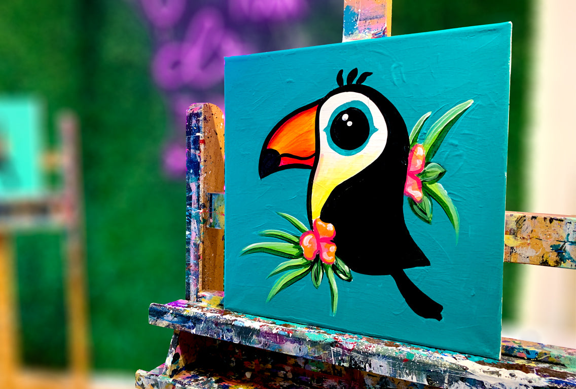 Kids Virtual Parrot Canvas Paint Pre-Recorded Lesson