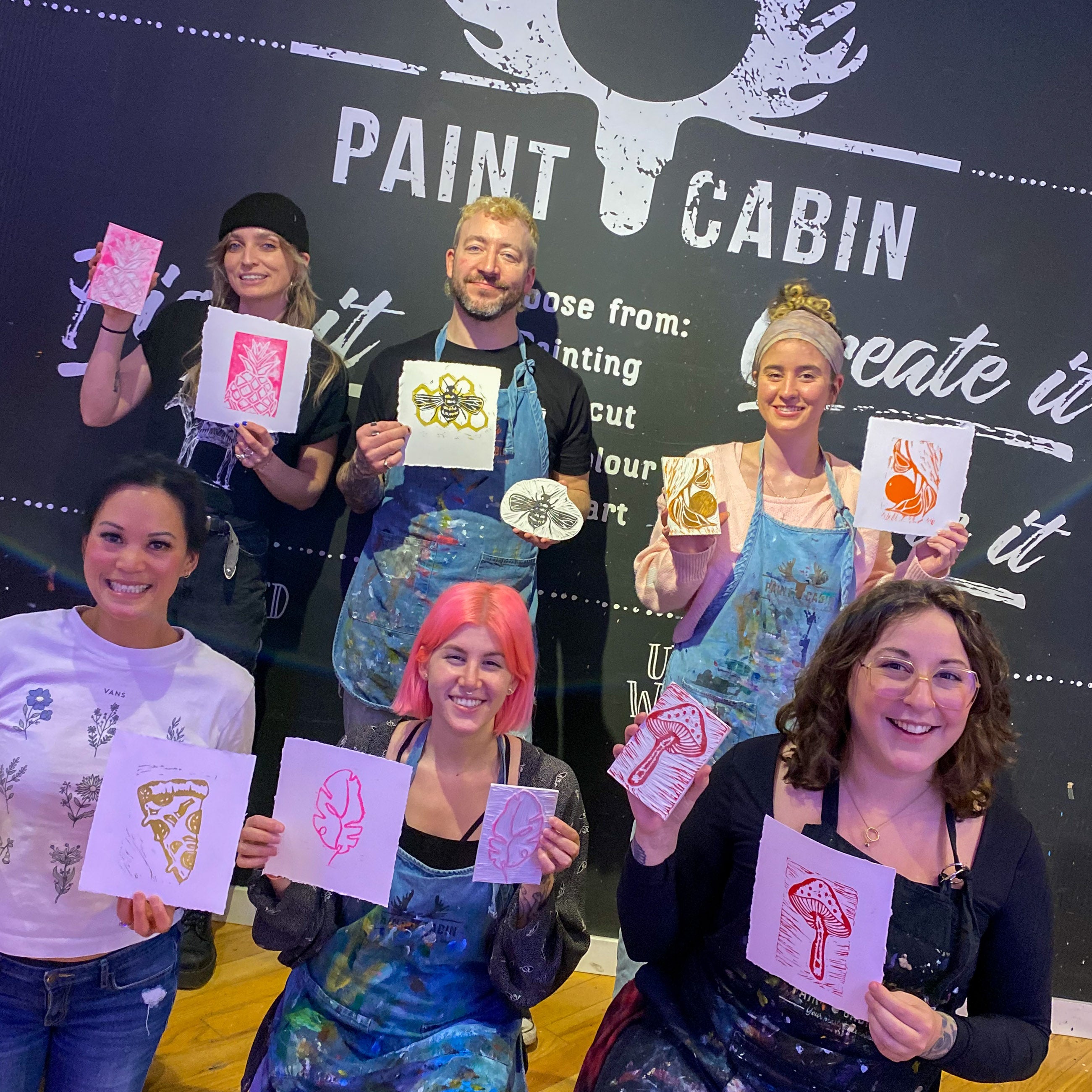 Printmaking - Carve! Roll! Paint n' Drink! – Paint Cabin